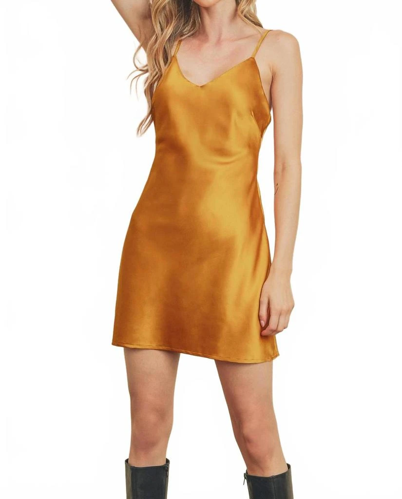 knee length dresses for ladies Beaded Satin Short Dress With Lace Up Back main image 0