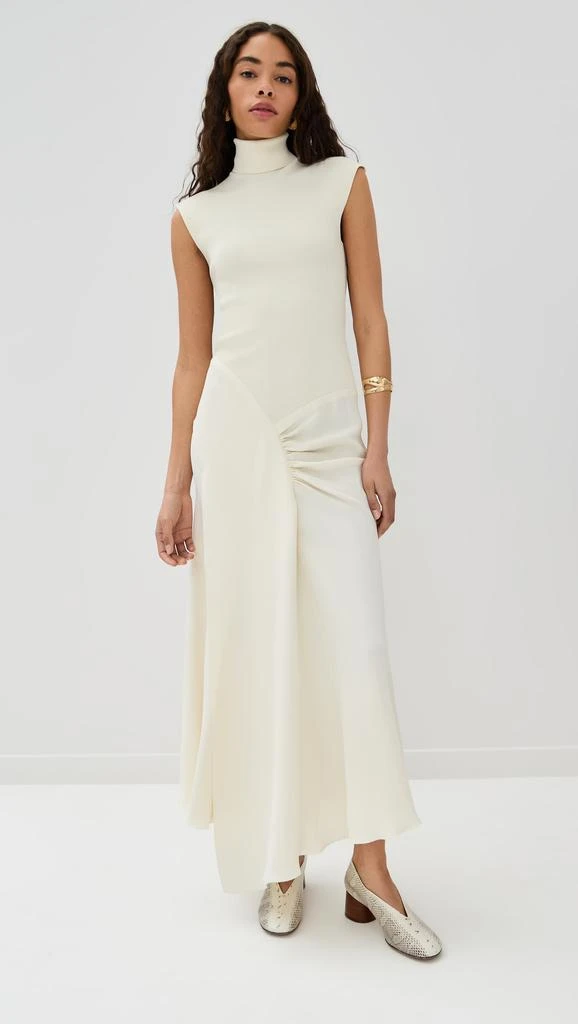 Victoria Beckham Cap Sleeve Knit Detail Midi Dress 1