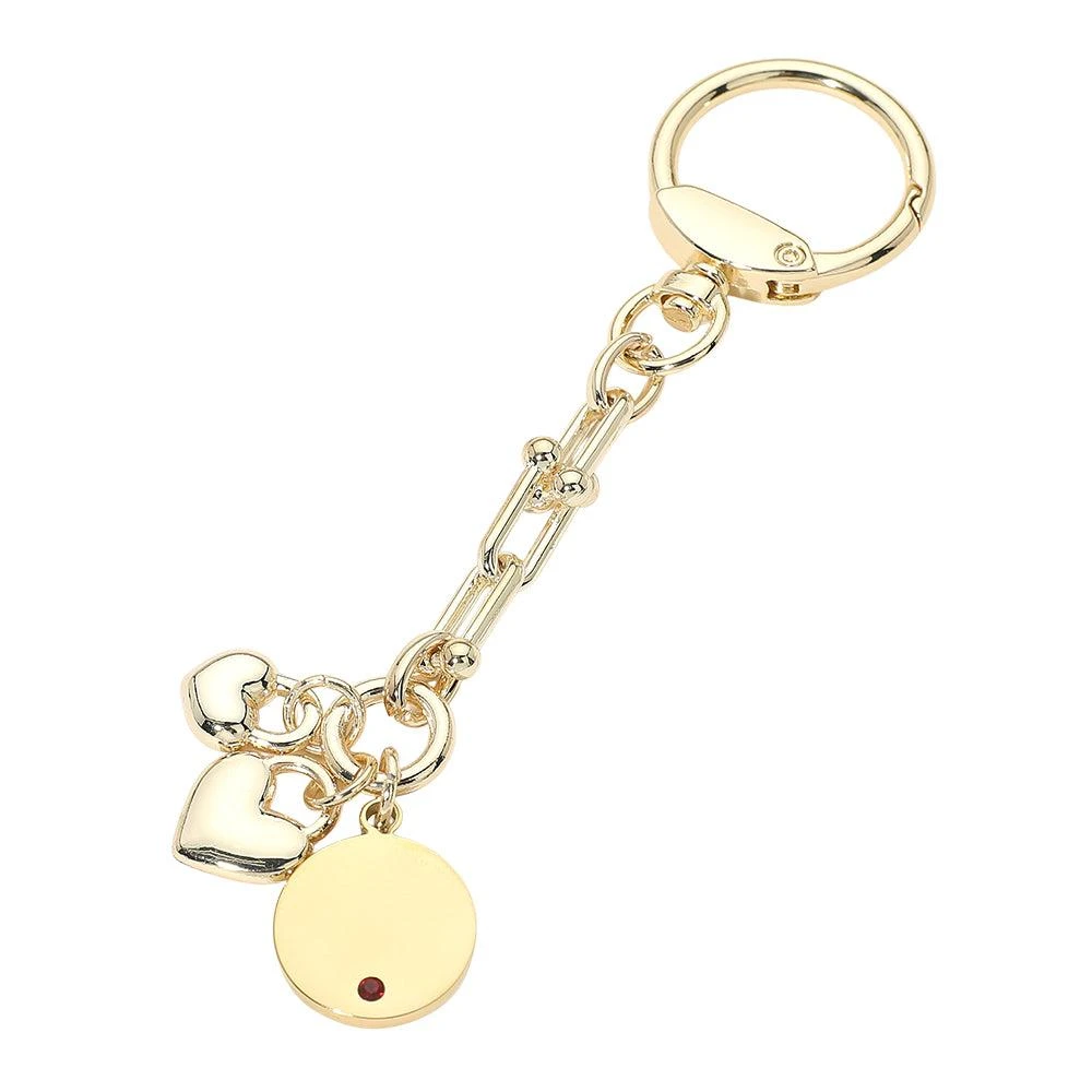 FASHNZFAB 14K Gold Plated Heart Disc Charm Keychain Bag Charm 2