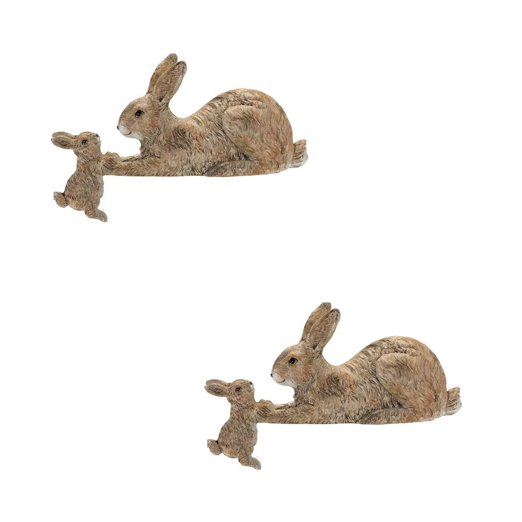 Hivvago Stone Mother Rabbit and Baby Bunny Self Sitter (Set of 2)