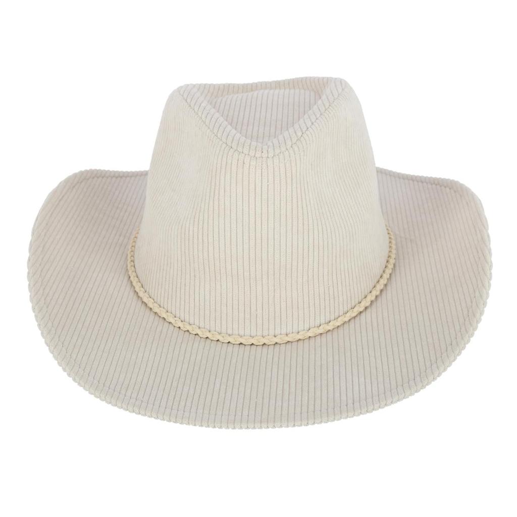 David & Young Women's Courduroy Cowboy Hat with Braided Suede Hat Band