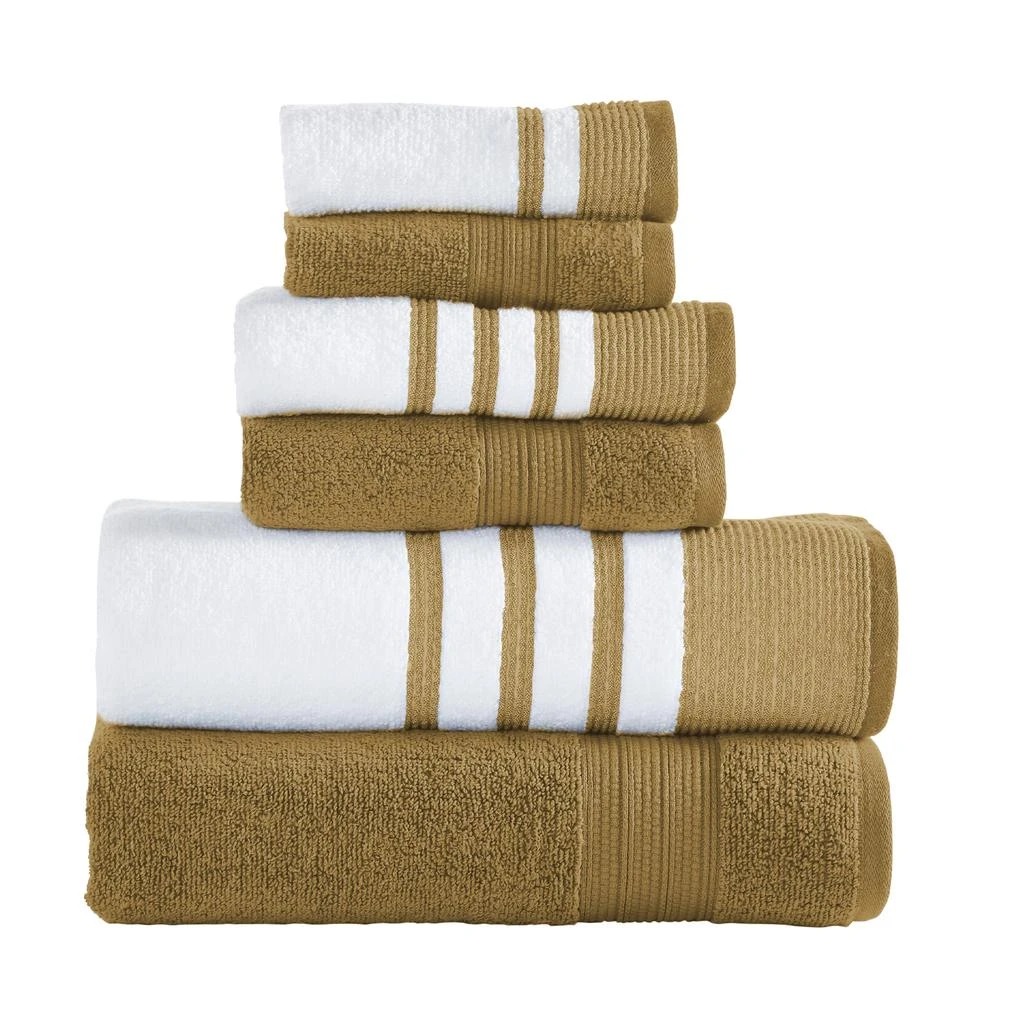 Modern Threads 6-Piece Quick Dry White/Contrast Towel Set Reinhart 5