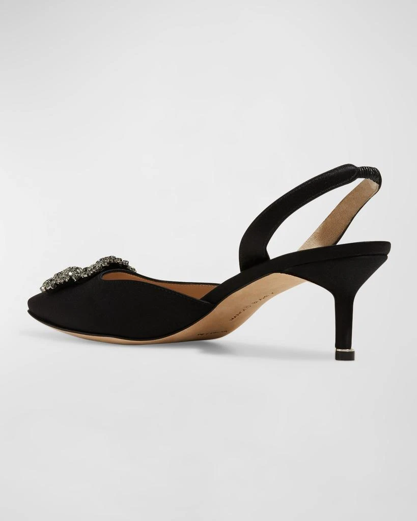 Manolo Blahnik Hangisi Kitten-Heel Satin Slingback Pumps 7