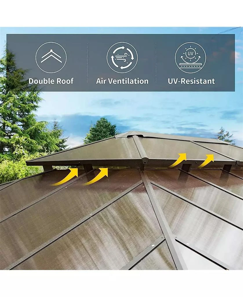 Streamdale Furniture 12x16ft Hardtop Gazebo with Polycarbonate Roof 9