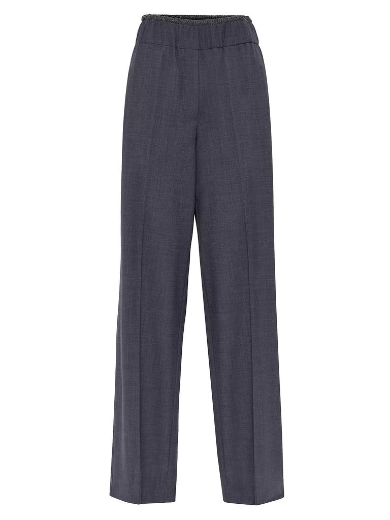 Brunello Cucinelli Tropical Luxury Wool Loose Track Trousers