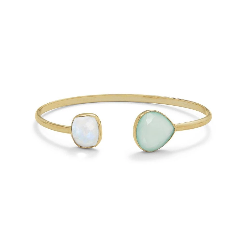 Liv Oliver 18k Gold Moonstone
Chalcedony Open Cuff Bangle
