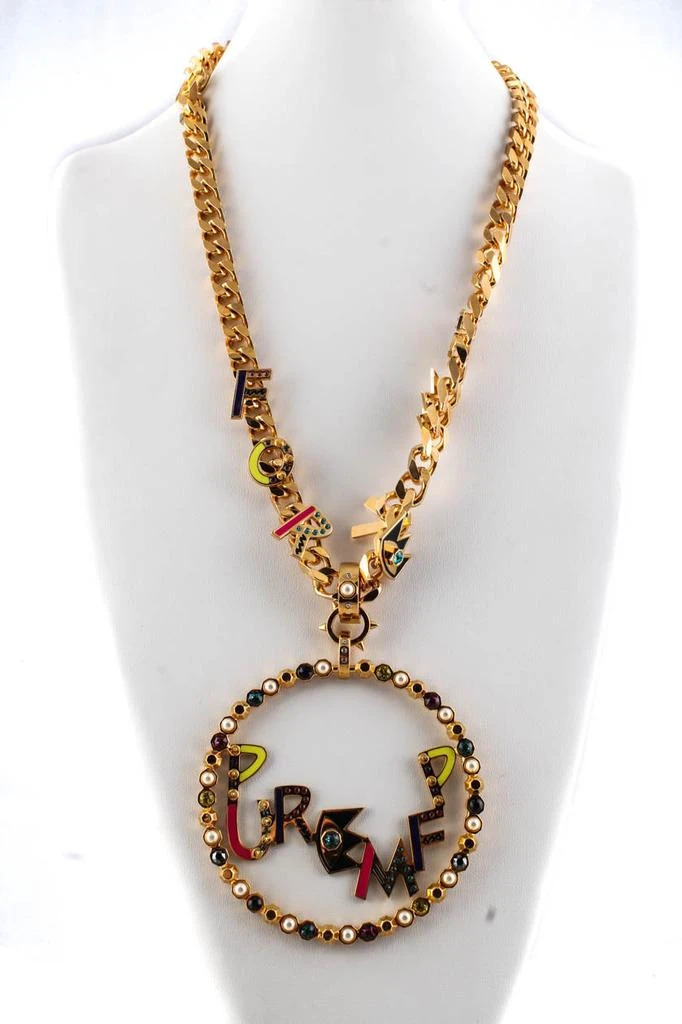 MARIA FRANCESCA PEPE Gold Tone Crystal Pure MFP Forever Jumbo Pendant Necklace 2