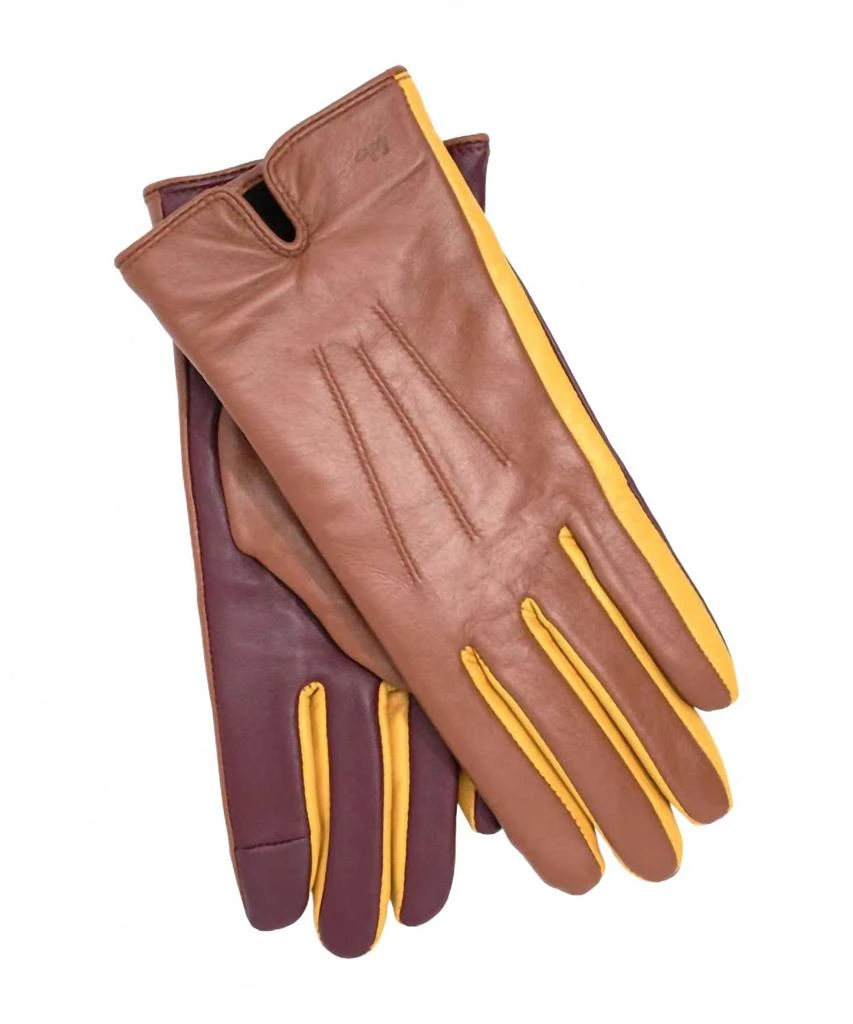 Echo Design Women
s Colorblock Leather Gloves In Cinnamon Bark