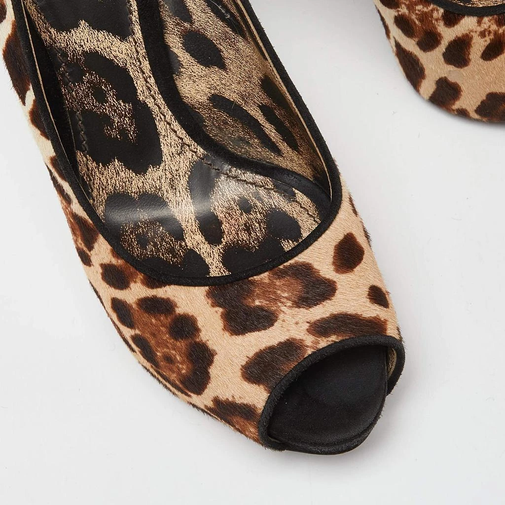 Dolce & Gabbana Dolce & Gabbana Beige/Brown Leopard Print Calfhair Peep Toe Pumps Size 39 7