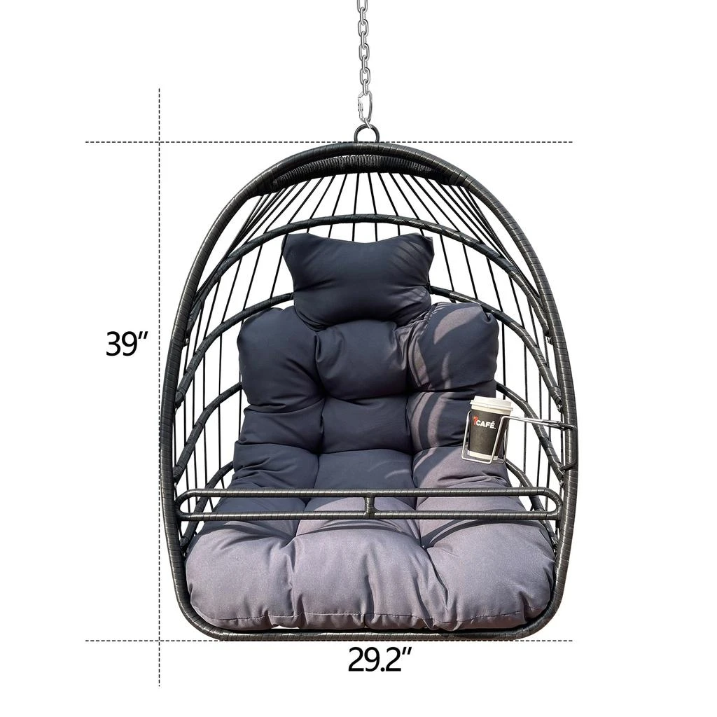 Streamdale Furniture Streamdale Indoor/Outdoor Egg Hammock Chair with Foldable Frame 5