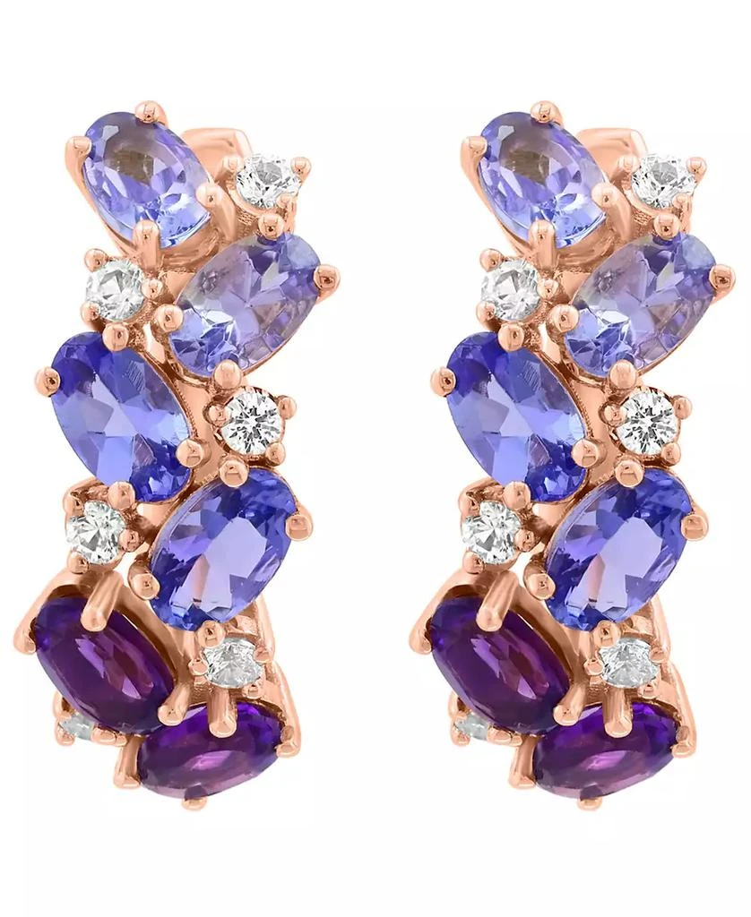 Effy White Sapphire (2/5 ct. t.w.) Amethyst (9/10 ct. t.w.) and Tanzanite (2 ct. t.w.) Earrings in 14k Rose Gold 2