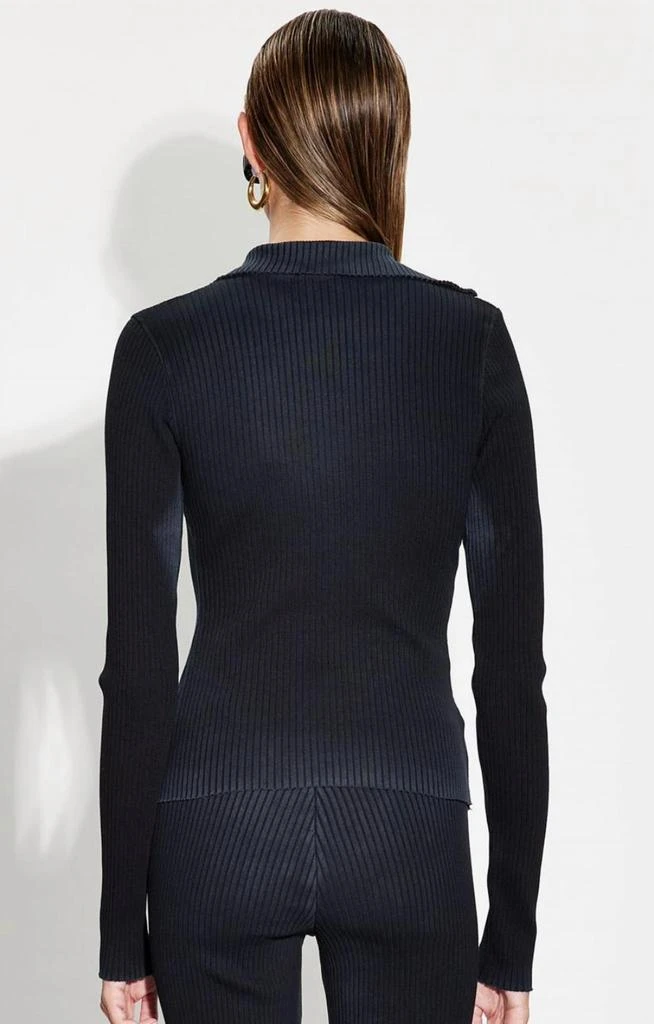 Cotton Citizen Ibiza Long Sleeve Polo In Vintage Black 2