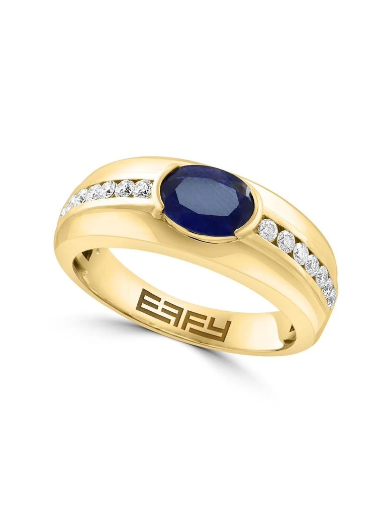 Effy 14K Yellow Gold, Sapphire 
0.34 TCW Diamond Ring