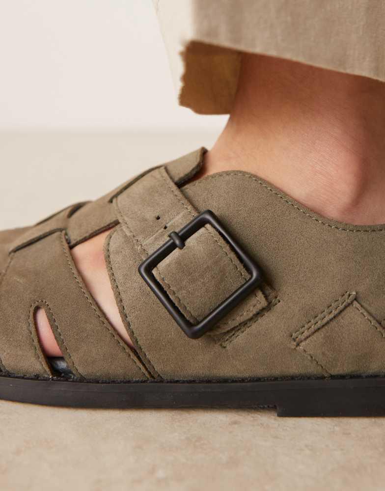 ASOS ASOS DESIGN fisherman sandals in khaki suede