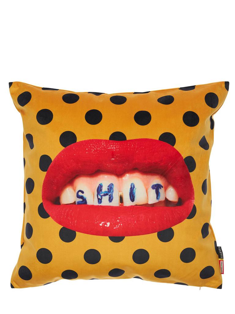 SELETTI Lips & Teeth Printed Cushion