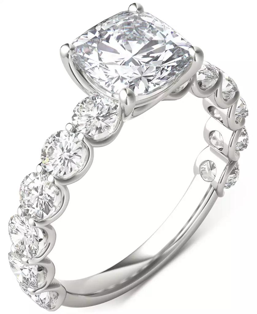 Charles & Colvard Moissanite Cushion & Round Engagement Ring (3-1/2 ct. t.w. Diamond Equivalent) in 14k White Gold