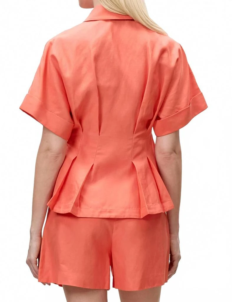 Rebecca Taylor Lena Shine Blouse In Coral 2