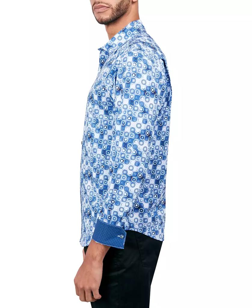 Society of Threads Men's Regular-Fit Non-Iron Performance Stretch Geo-Print Button-Down Shirt