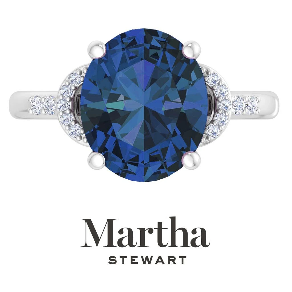 Martha Stewart 4 1/2 Carat Oval Shape Gemstone Ring with Lab Grown Diamonds in Sterling Silver, Choose Your Gemstone 10