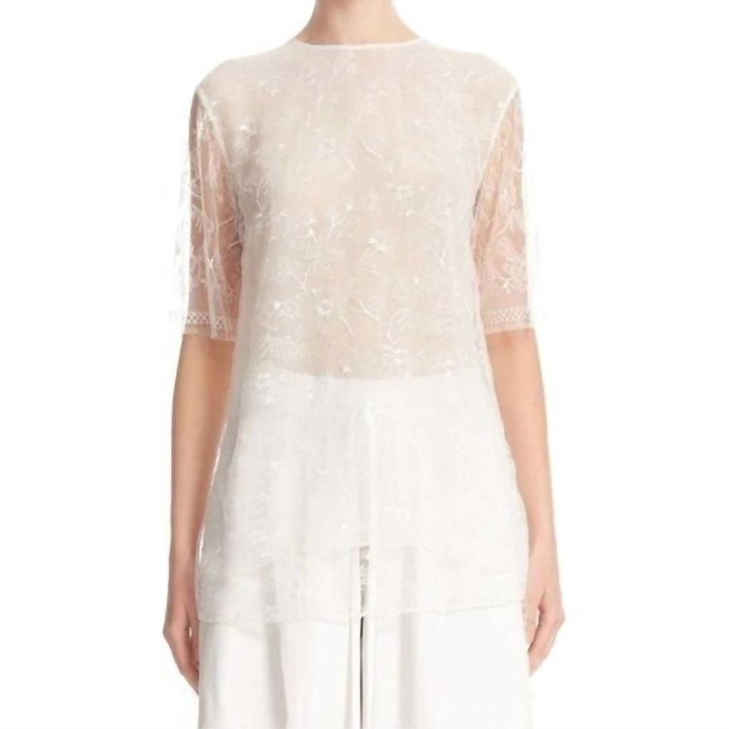 ADAM LIPPES Adam Lippes - Sheer Floral Lace Tunic Top