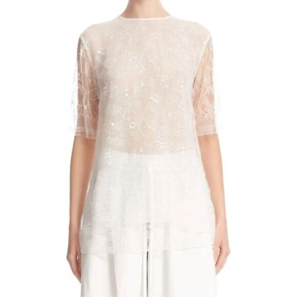 ADAM LIPPES Adam Lippes - Sheer Floral Lace Tunic Top 1