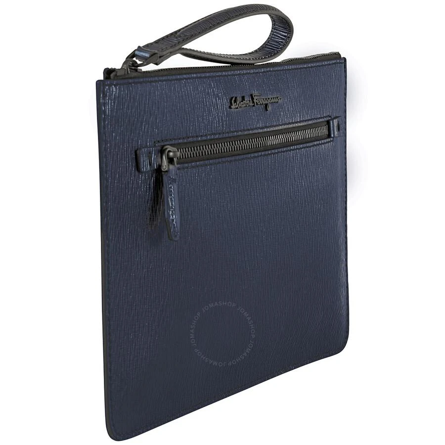 Ferragamo Salvatore Ferragamo Calfskin Leather Document Holder In Navy Blue 2