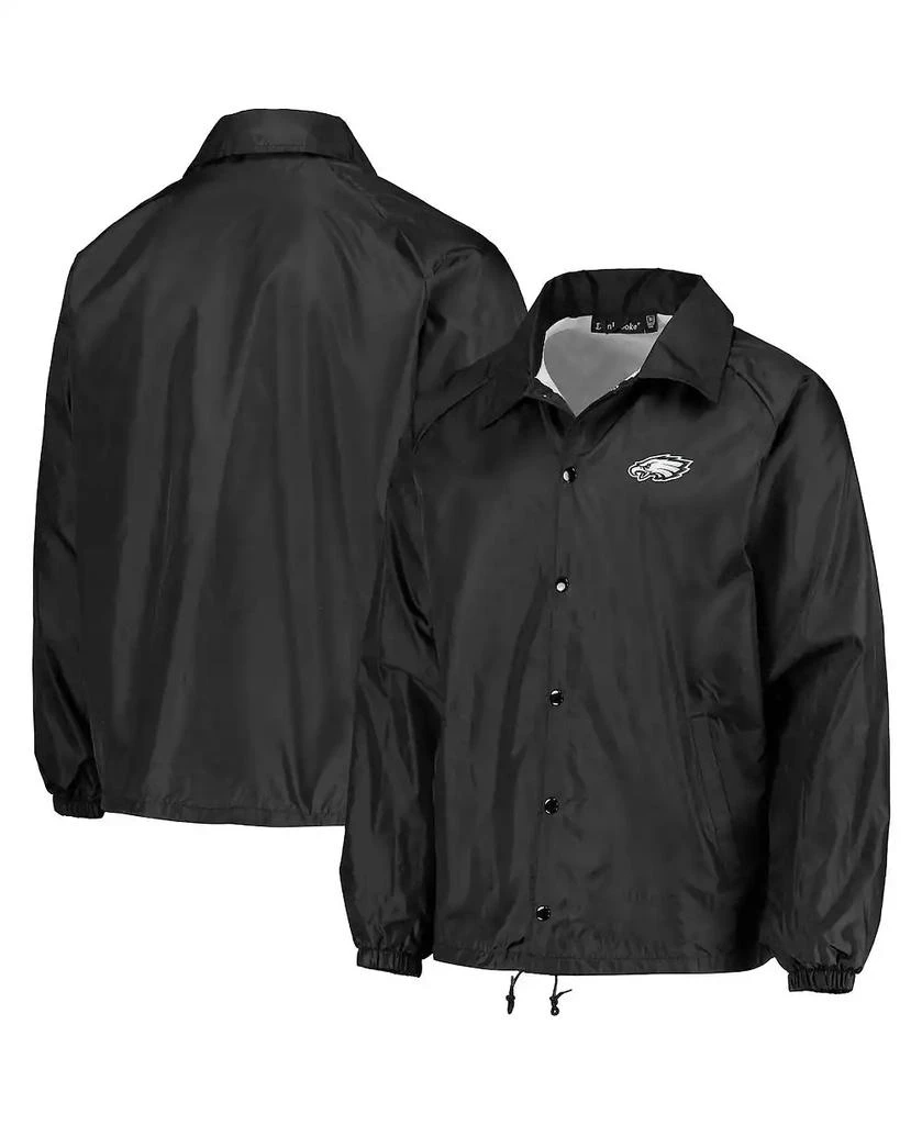 Dunbrooke Men
s Black Philadelphia Eagles Coaches Classic Raglan Full-Snap Windbreaker Jacket 5