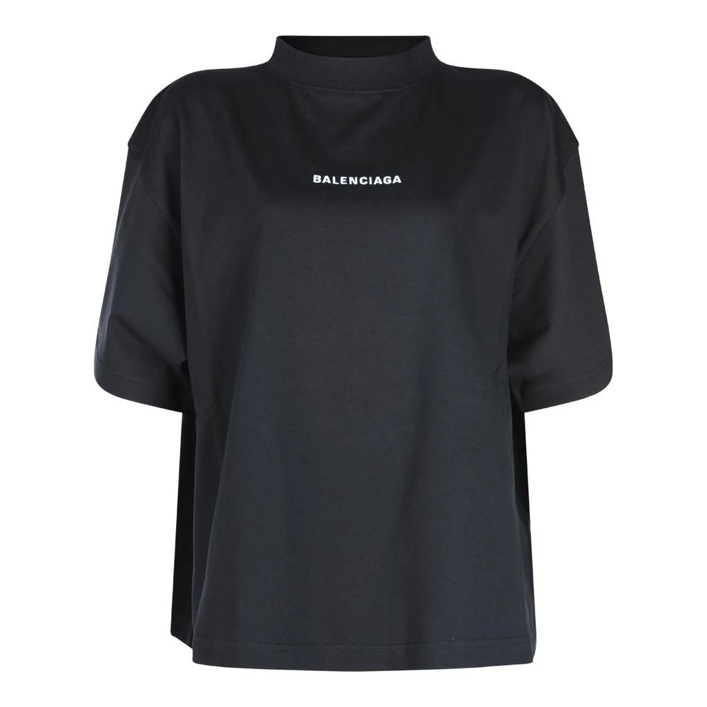 Balenciaga Balenciaga Logo Embroidered Mock-Neck T-Shirt 1