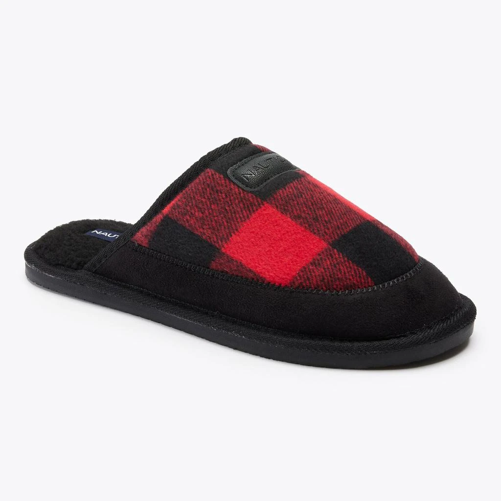Nautica Mens Plaid Faux-Fur-Lined Slipper 1
