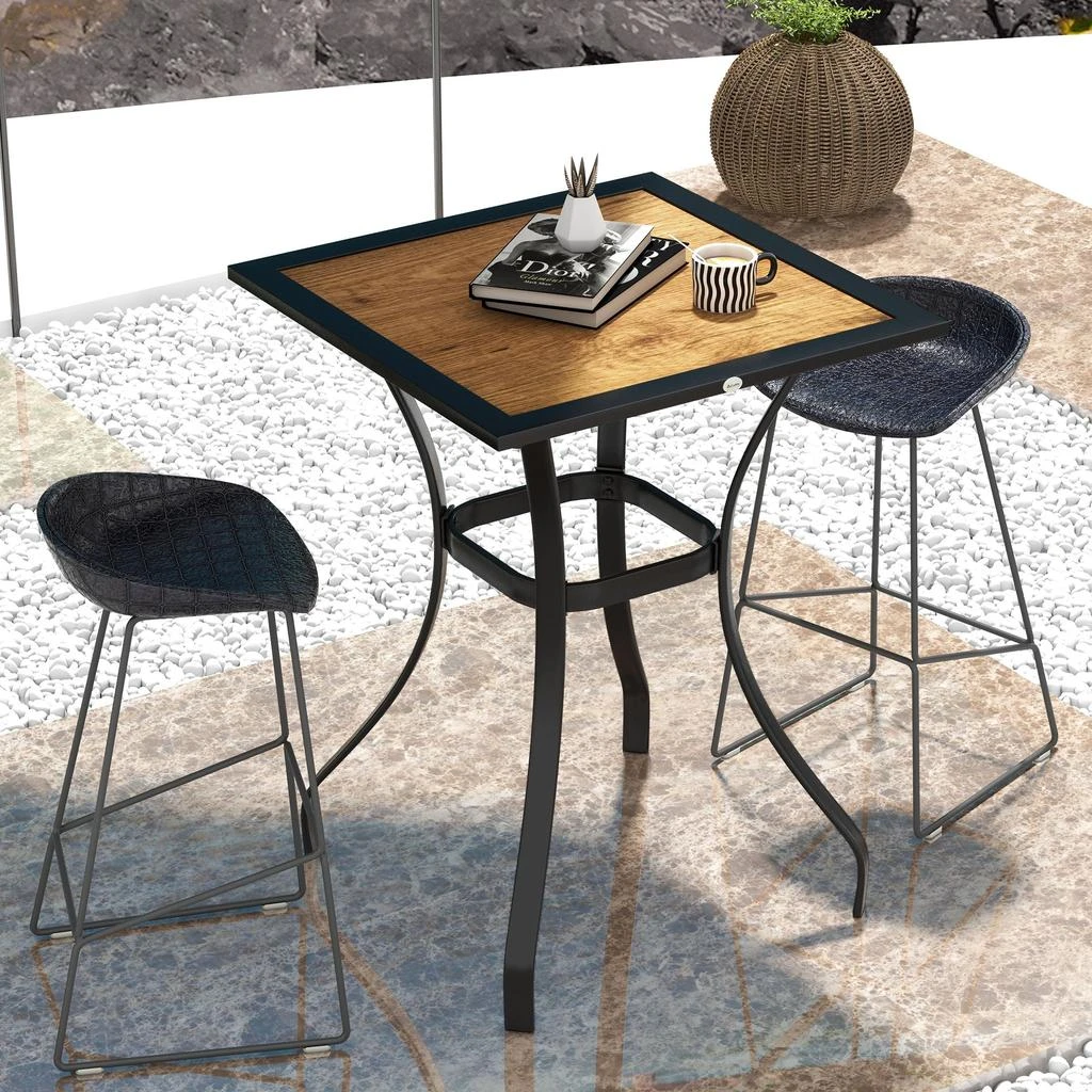 Hivvago 28" Square Outdoor Dining Table with Wood-Like Finish 2