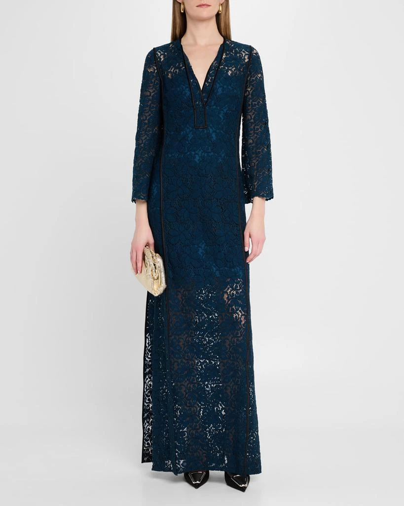 St. John Guipure Bracelet-Sleeve Kaftan Gown 2