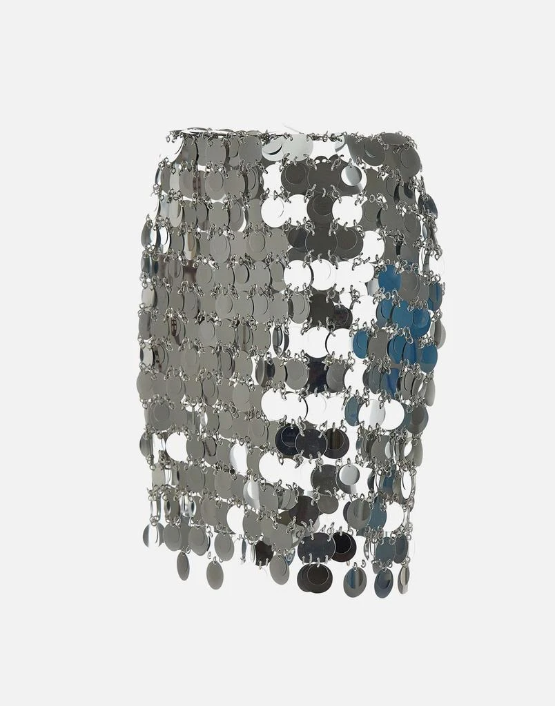 RABANNE Shimmering silver discs and light-reflecting metal rings mini skirt 2