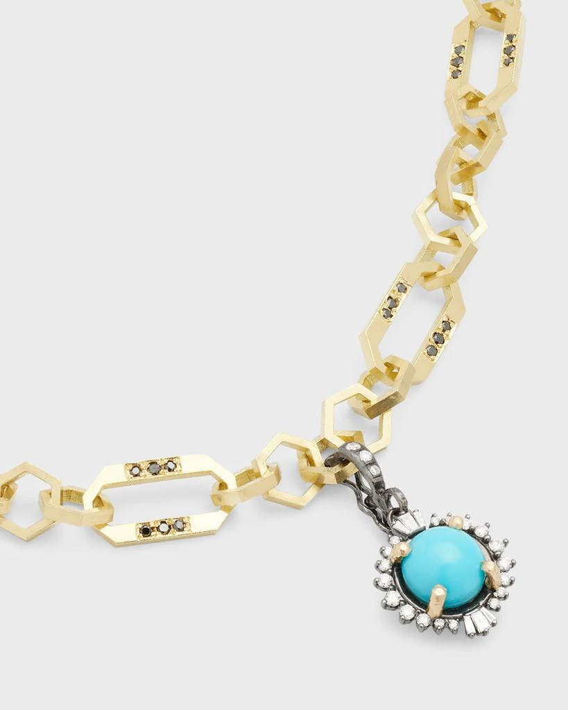 Dominique Cohen 18K Black and Yellow Gold Sleeping Beauty Turquoise and Diamond Pendant 5
