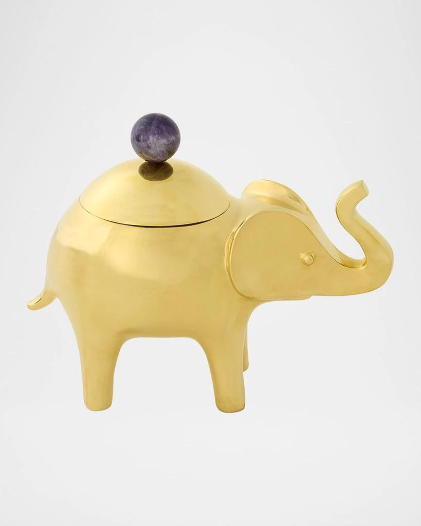 Jonathan Adler Brass Elephant Box with Amethyst Handle 3