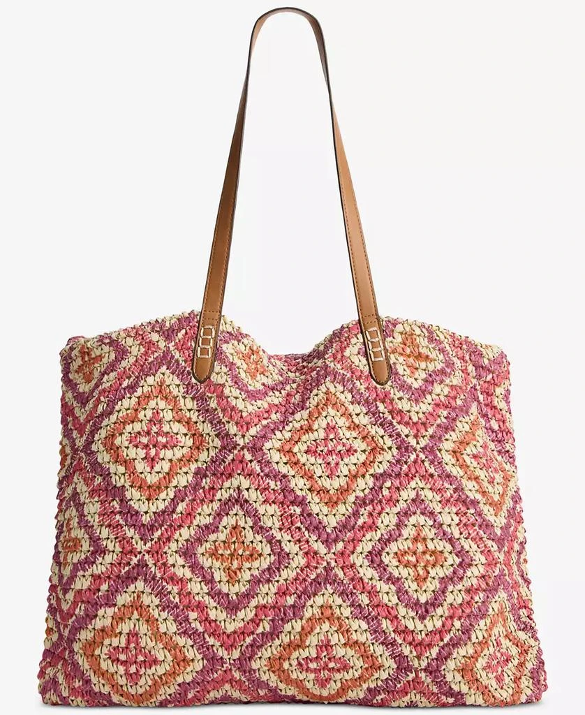 Style & Co Extra-Large Geo Pattern Straw Tote, Exclusively at Macy's 1