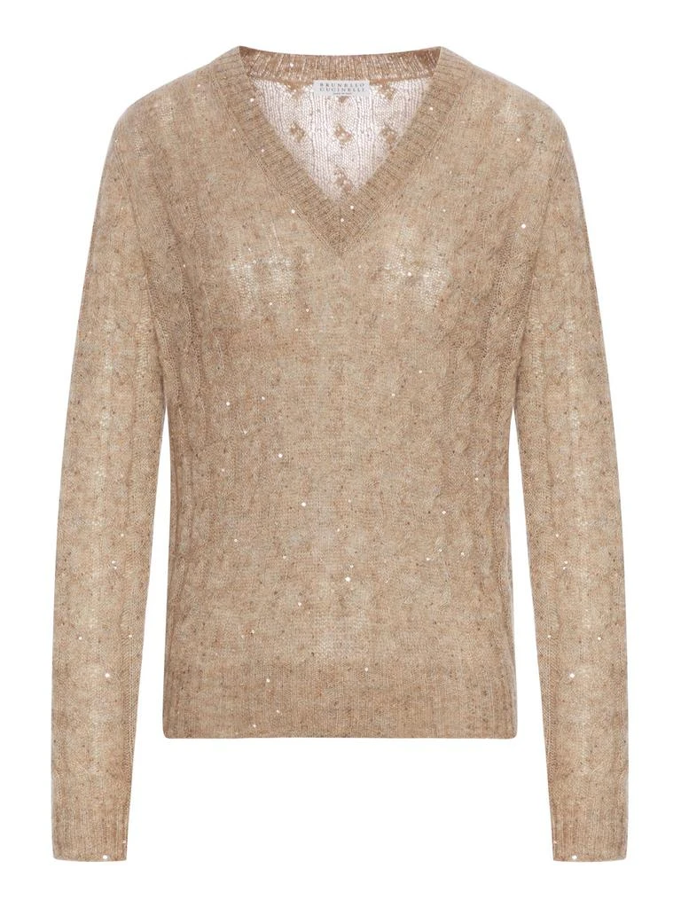 Brunello Cucinelli Brunello Cucinelli Embellished V-Neck Jumper 1
