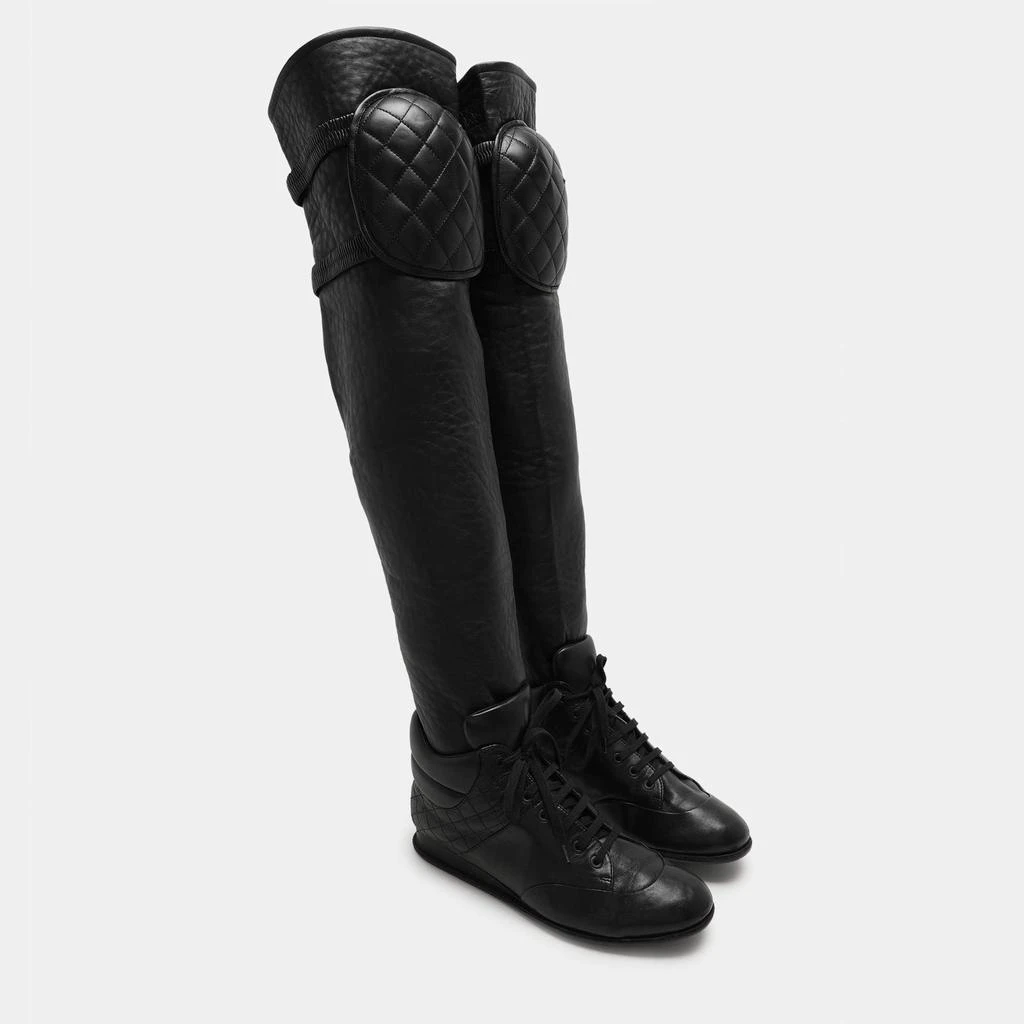 Chanel Chanel Black Quilted Leather Knee Length Boots Size 40 4