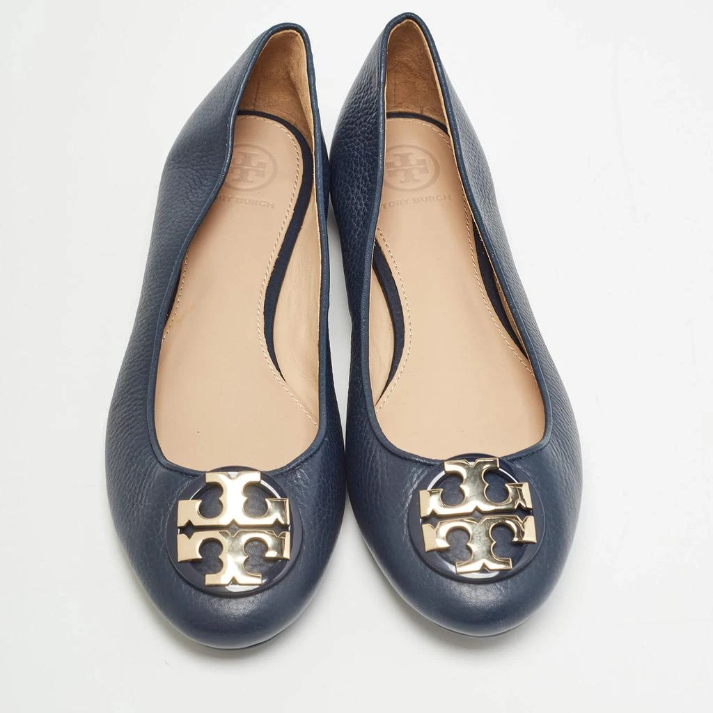 Tory Burch Tory Burch Navy Blue Leather Claire Ballet Flats Size 38.5 3