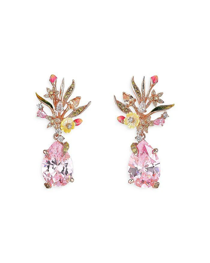 Anabela Chan 18K Gold Vermeil English Garden Mother of Pearl & Simulated Stone Mini Pink Posie Drop Earrings 1