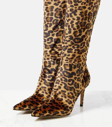 Gianvito Rossi 85 leopard-print velvet knee-high boots 4
