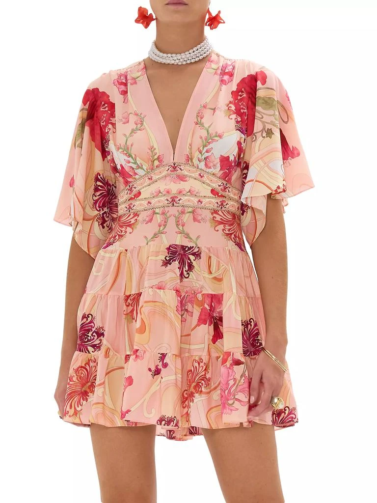 Camilla Floral Silk Tiered Minidress 3