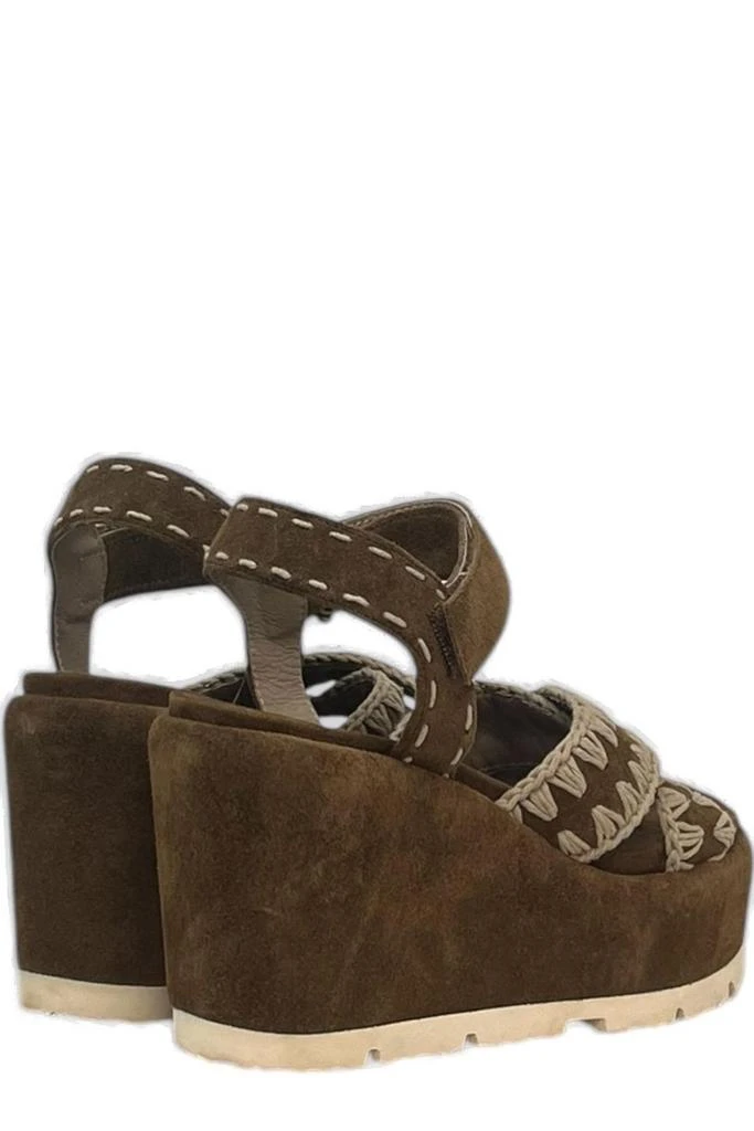 Mou Mou Criss Cross Stitched Wedge Sandals 3