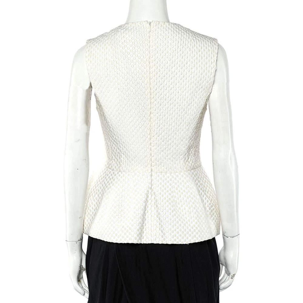 PIERRE BALMAIN Pierre Balmain Cream Embroidered Cotton Peplum Top M 3