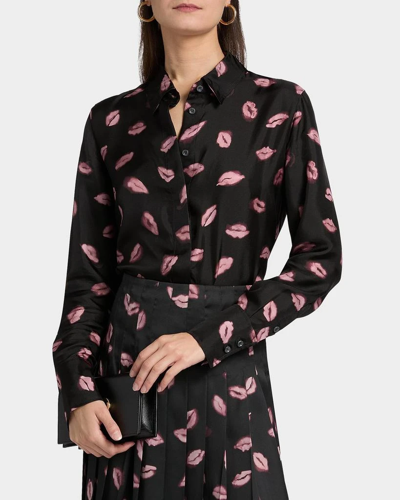 Altuzarra Chika Lip-Print Silk Button-Down Top 4