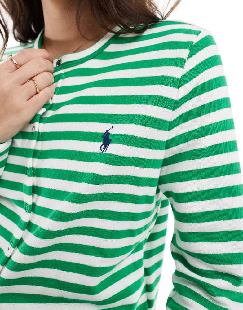 Ralph Lauren Polo Ralph Lauren jersey long sleeve striped cardigan in green and white 3