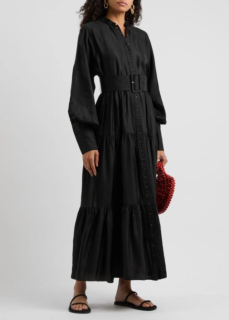 BYTIMO Striped-jacquard belted woven maxi dress  4
