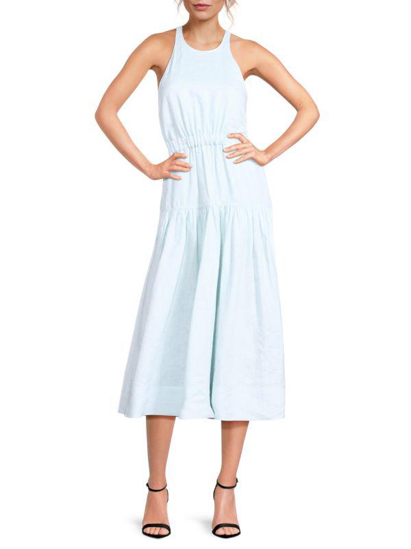 A.L.C. Wrenley Cutout Back Linen Midi Dress