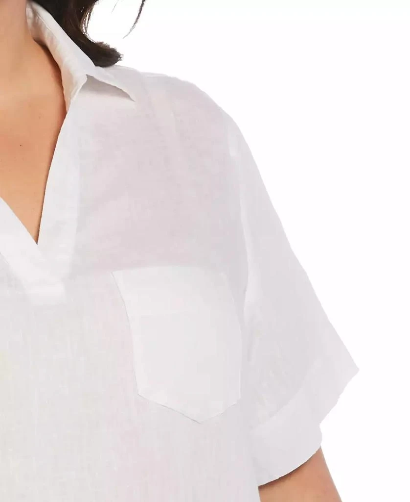 Rafaella Plus Size Split Neck Short Sleeve Linen Top 4