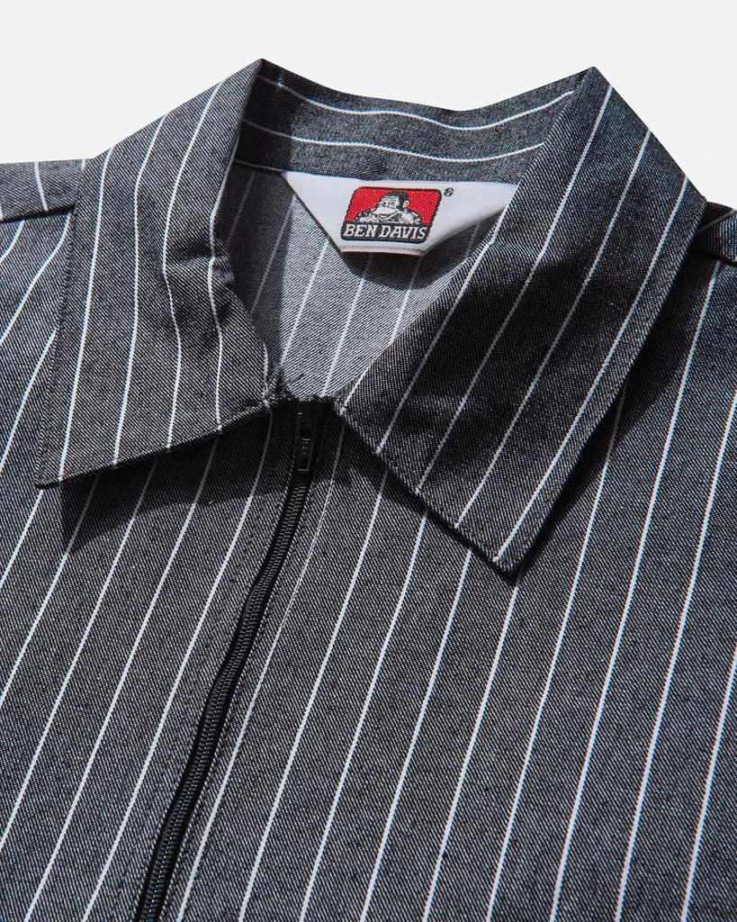 BEN DAVIS Men's Stripe 1/2 Zip Shortsleeve Shirt Butcher Block Stripe Black 4