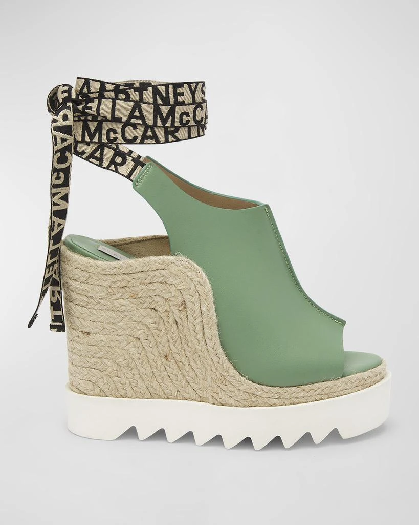 Stella McCartney Gaia Web Ankle-Wrap Espadrille Wedges 1